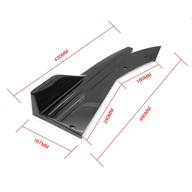 idain 2PCS Universal Rear Bumper Lip Diffuser Splitter Canard Protector Front Bumper Lip Body Kit Front Bumper Side Skirt Spoiler Splitter (Black) - Image 2